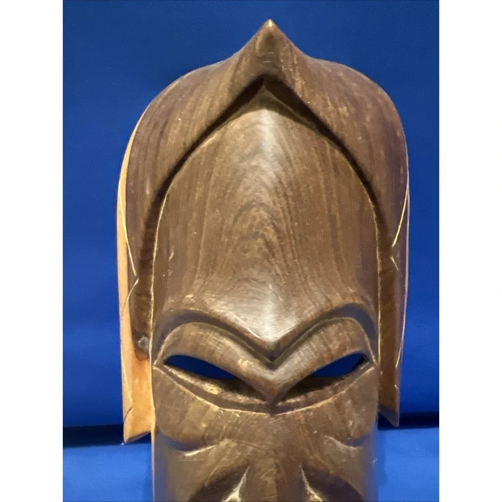 Vintage Hand Carved Wooden African Tribal Mask Wall Art Decor 12x6